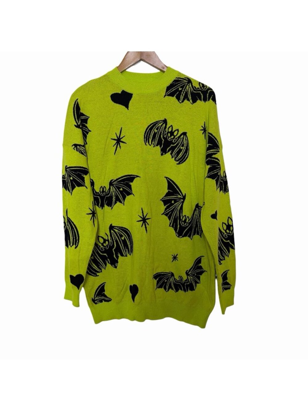 The Grave Girls green nocturnal love bats sweater Small halloween spooky long